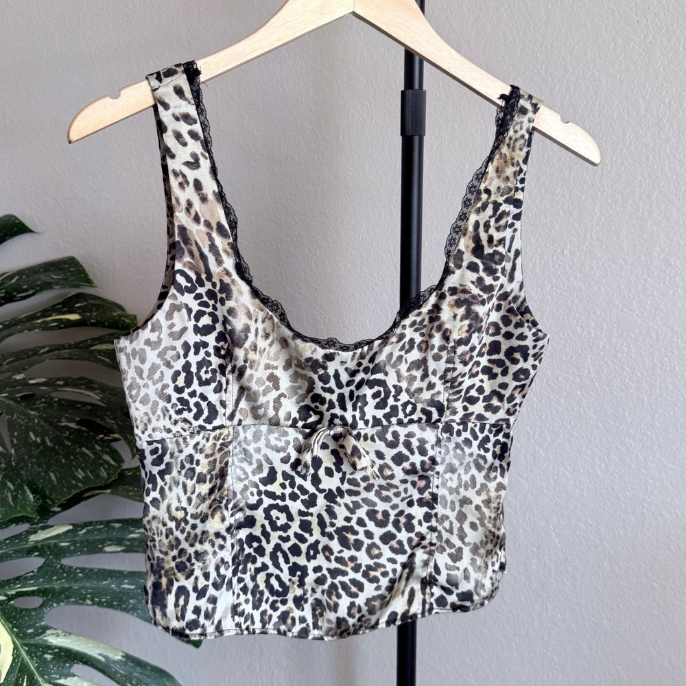 Zara Leopard Print Satin Top in Black, Brown, Cream